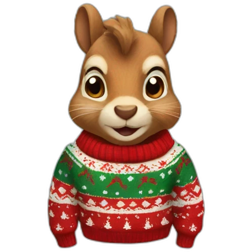 A squirrel in a Christmas sweater emoji
