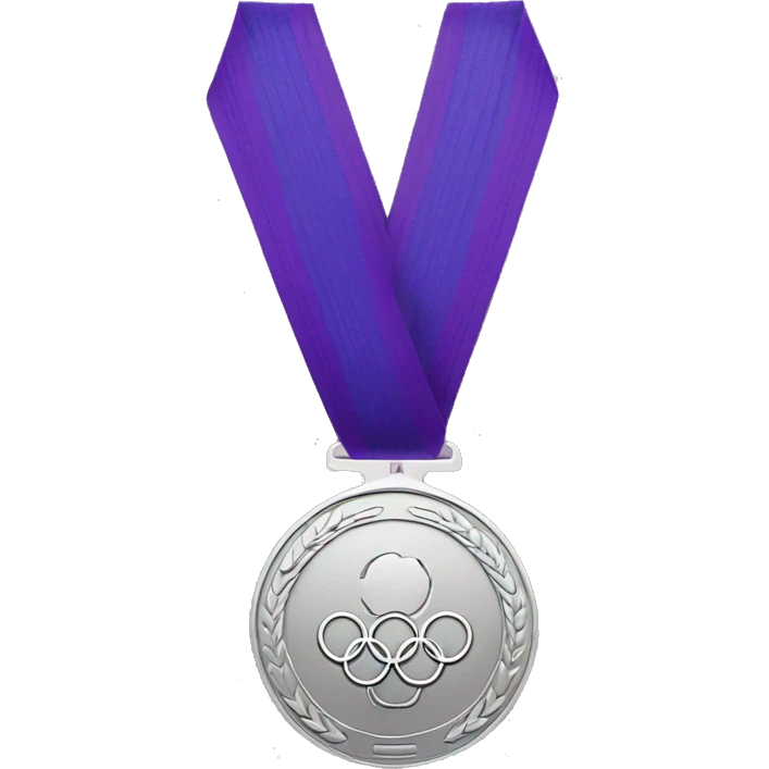 silver olympics medal with purple ribbon emoji
