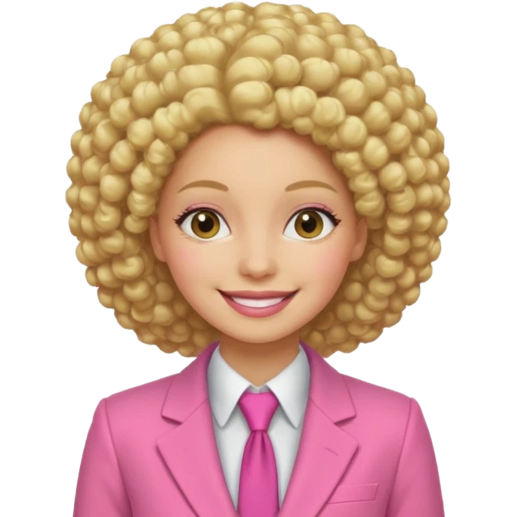 afro blonde hair woman pink suit emoji