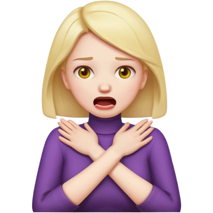 female choking her neck with her hands with her arms crossed and mouth opened emoji  emoji