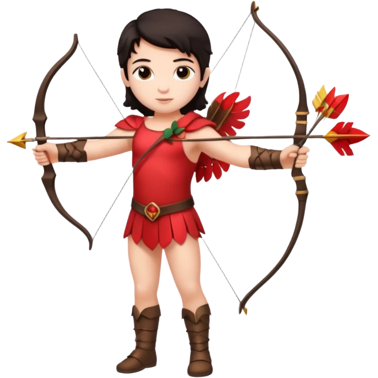 Full body Cupid with a bow and dark hair emoji