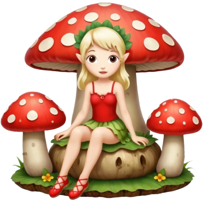 Fairy sitting on mushroom emoji