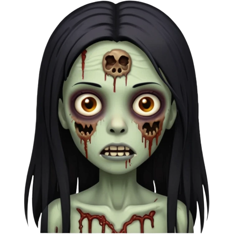 garota zumbi negra cabelo longo e liso preto emoji