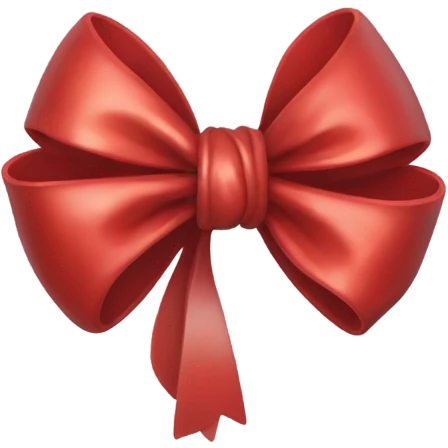 "A vibrant red bow with a silver hollow heart at the base of the bow's knot. The bow should have an intense red color, and the silver heart should be positioned at the center of the knot." emoji