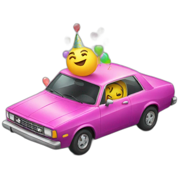 Car doing party emoji
