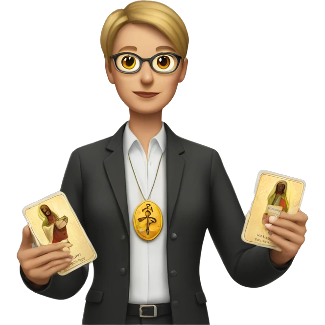 Teacher with tarot cards in hands emoji