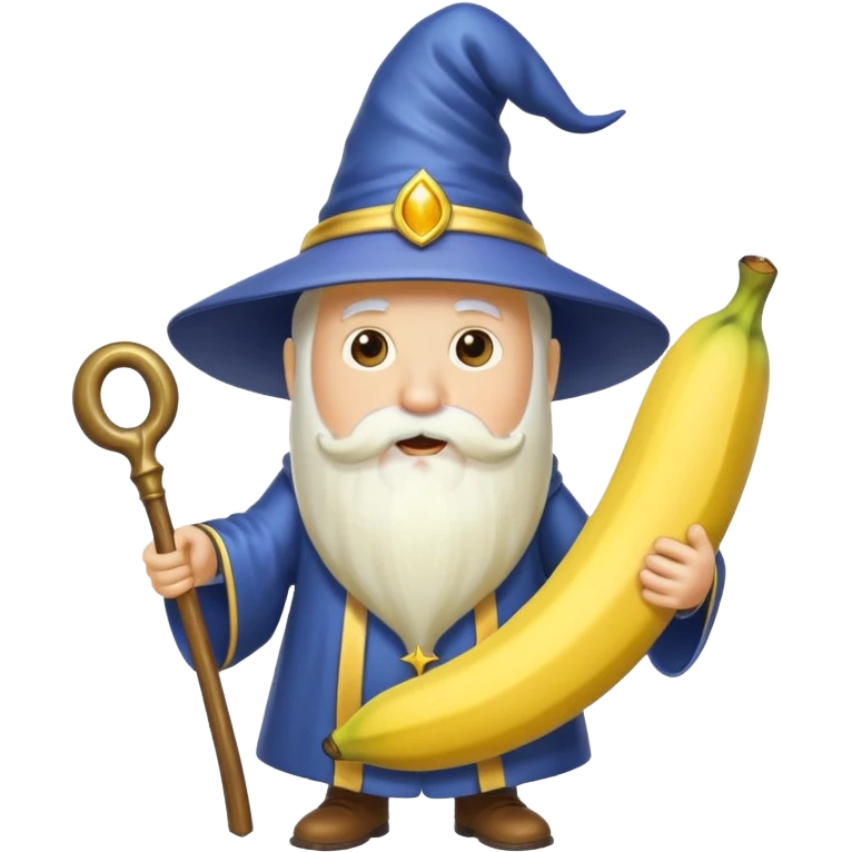 generate an image of a wizard banana (closed mouth) emoji