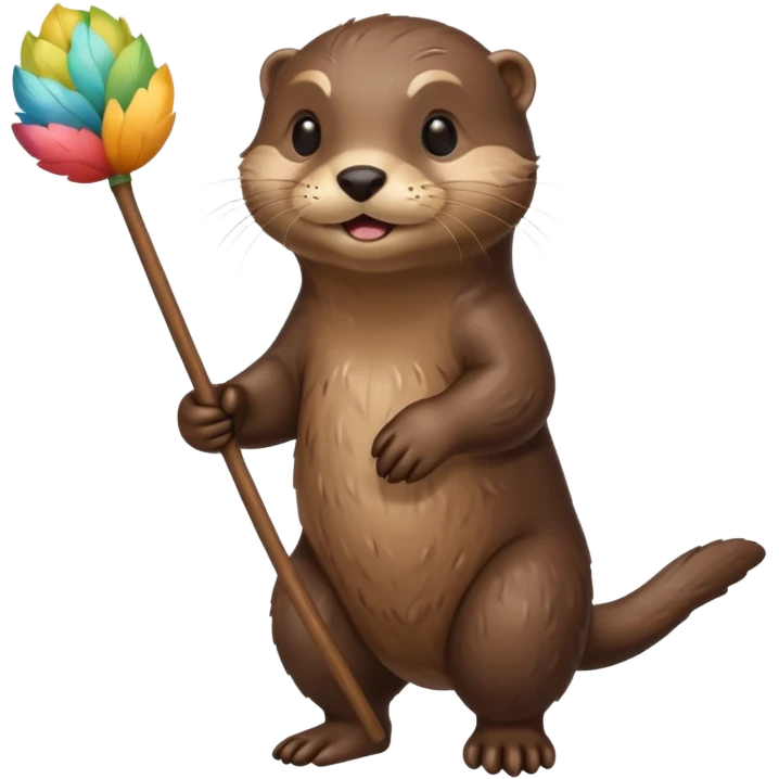 otter going home with a small bundle on a stick emoji