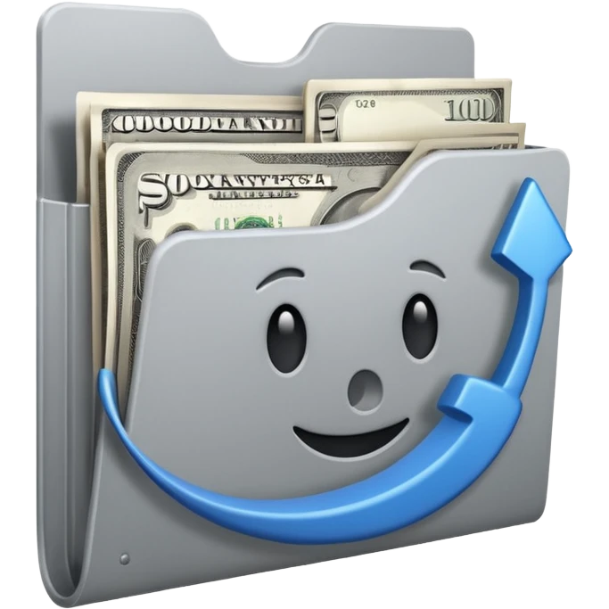 gray folder with money insideemoji emoji
