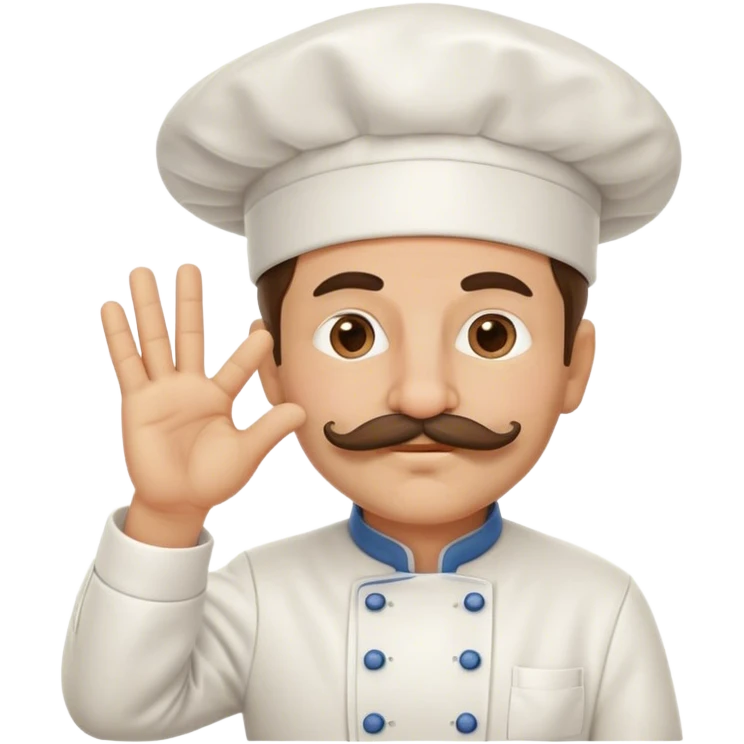 A cartoon Italian chef
	•	Doing the “chef’s kiss” hand gesture 🤌
	•	Wearing a chef’s hat and mustache emoji