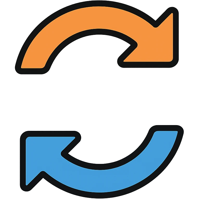 two arrows forming a circular loop, pointing anticlockwise, refresh or rotate symbol, color outline icon style emoji