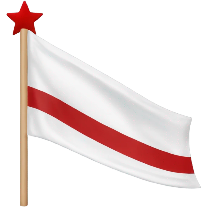 White flag with red moon and star and white stripes above emoji