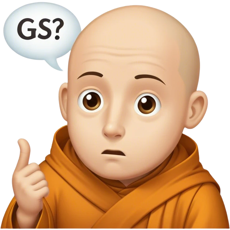 Confused monk with speech bubble in which the word "gspässig" is written emoji