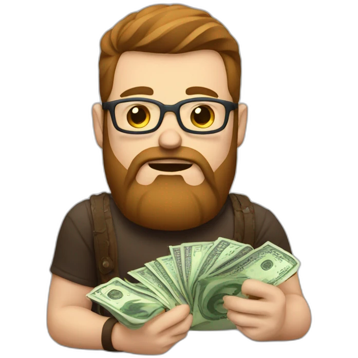 A programmer wrestling a currency problem with brown hair and a brown beard emoji
