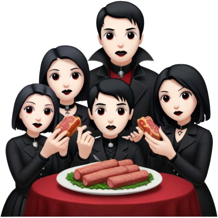 goth vampires eating a SPAM meat dinner emoji