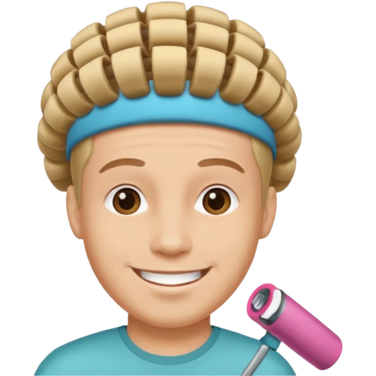 man with hair roller on head emoji