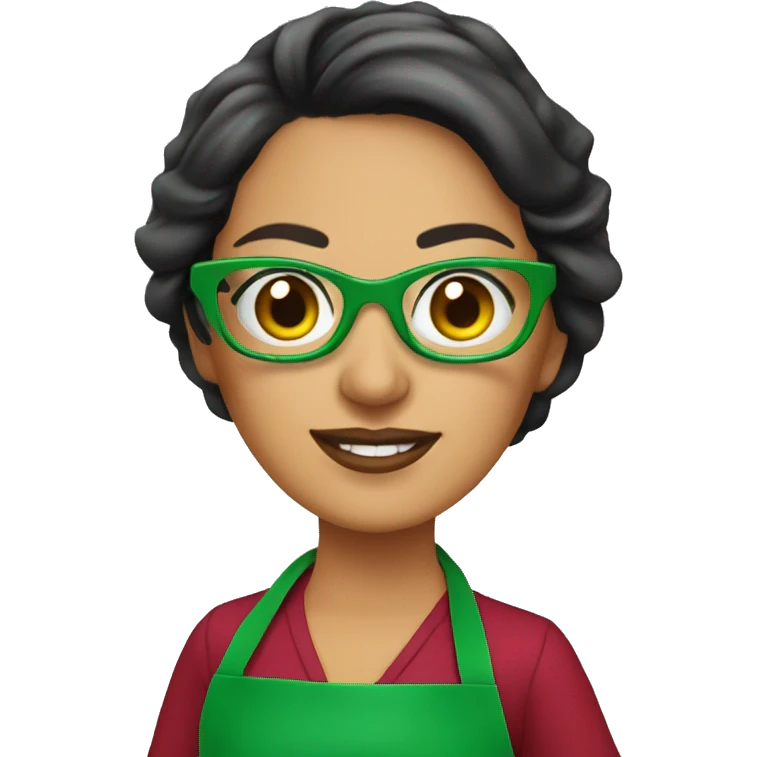 mexican lady green apron  with glasses cooking tacos emoji