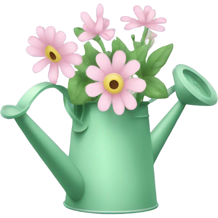Flowers in pastel green watering can  emoji