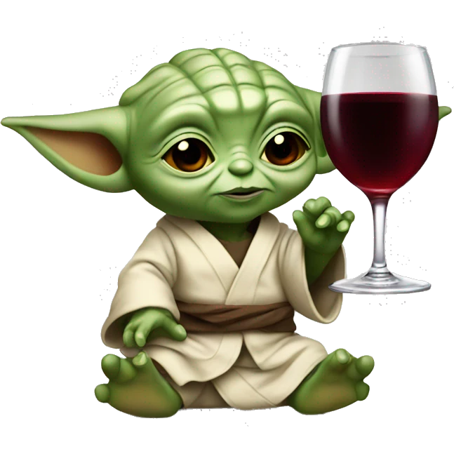 yoda baby with red wine glass emoji
