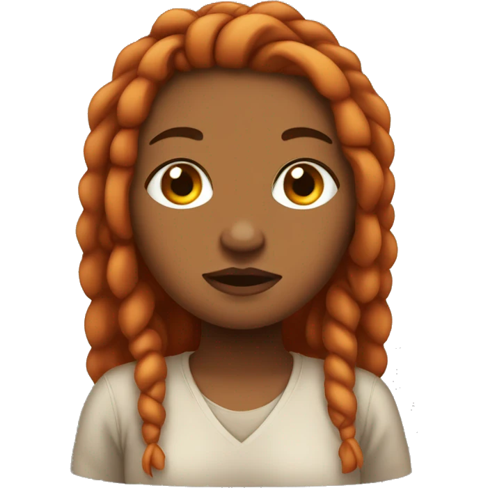 Brown skinned chubby girl with orange locs upset emoji