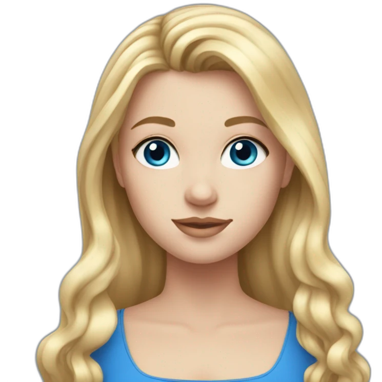 White girl. Long blonde hair. Blue eyes. Blue dress emoji
