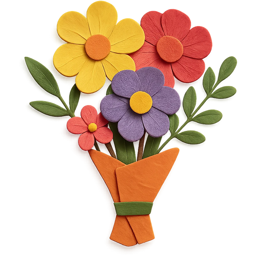 bouquet of flowers in paper-craft style emoji