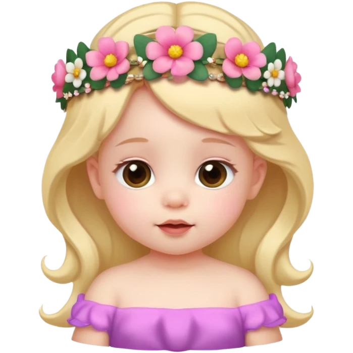 baby unique looking with flower tiara emoji