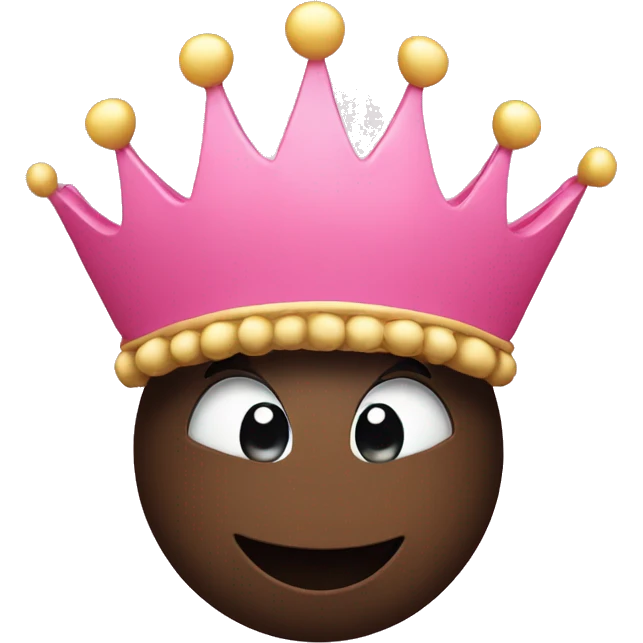 Black emoji face smiling with a crown and pink hearts  emoji