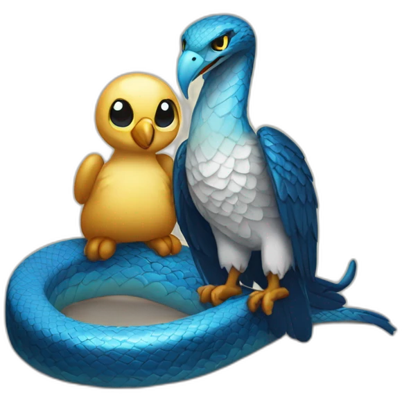 blue snake and eagle in love emoji
