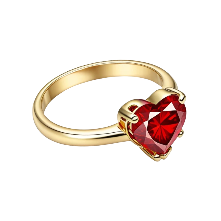 Red Diamond heart gold ring emoji