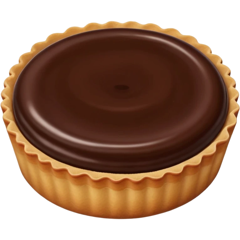 small round tart with shiny chocolate filling, emoji