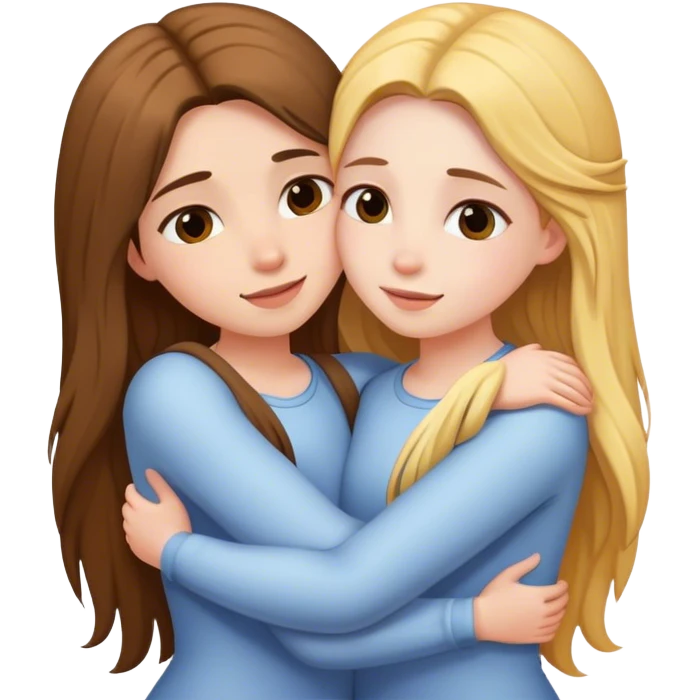 hug-two-girls both fair and long hair emoji