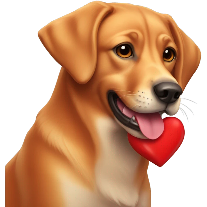 Labrador fox red holding a heart emoji