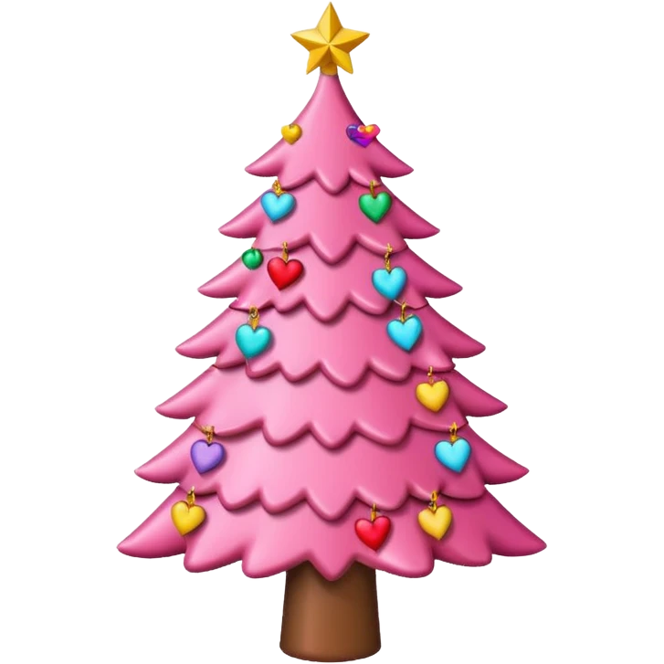 pink Christmas tree with hearts on the surface emoji