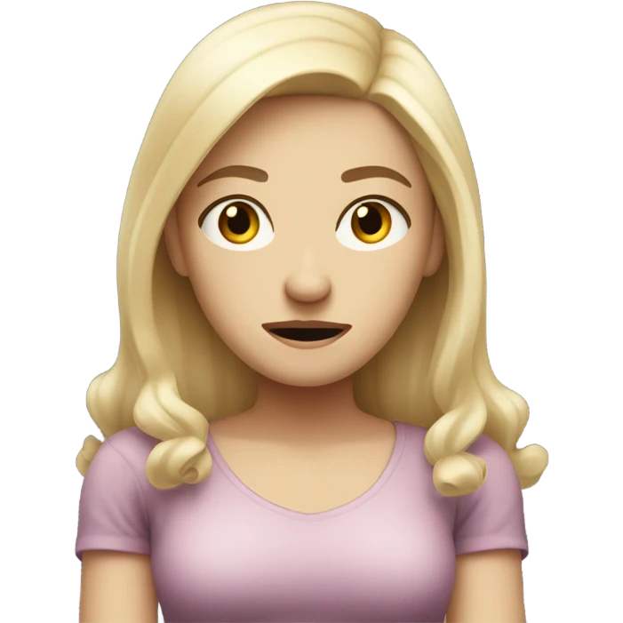Pale blonde girl that hates zoom emoji