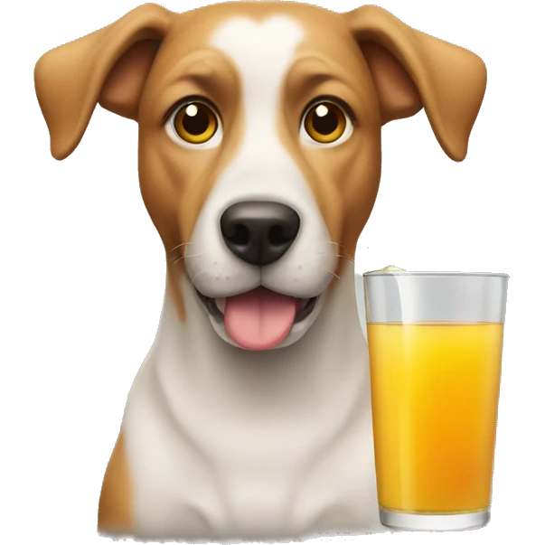 A dog drinking apple juice emoji