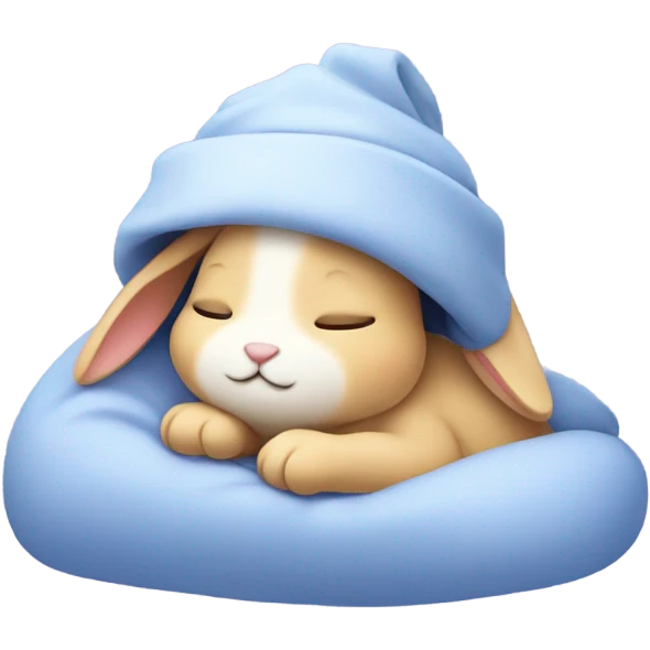 Sleeping bunny with sleeping cap and stars emoji