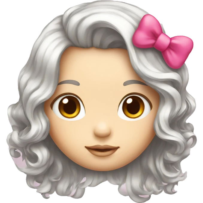 Long hair girl whit hello kitty bow emoji