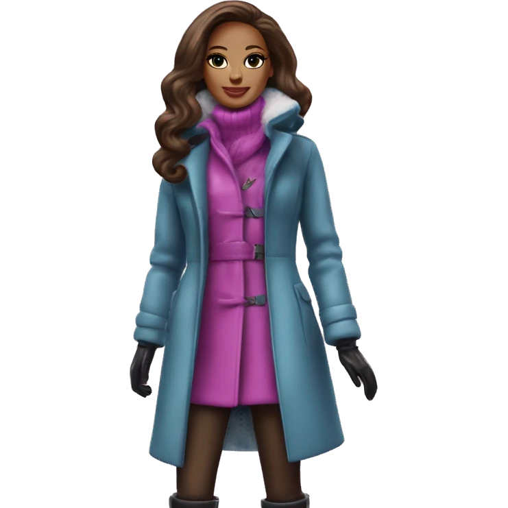 Dazzling Winter Barbie Enid Sinclair.  Wearing coat gloves boots  emoji