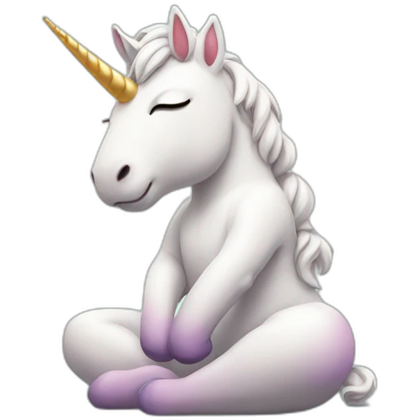 cute Unicorn meditating emoji