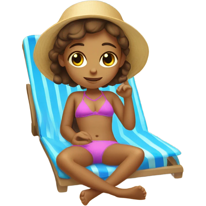 little girl on the beach in a sunbed emoji