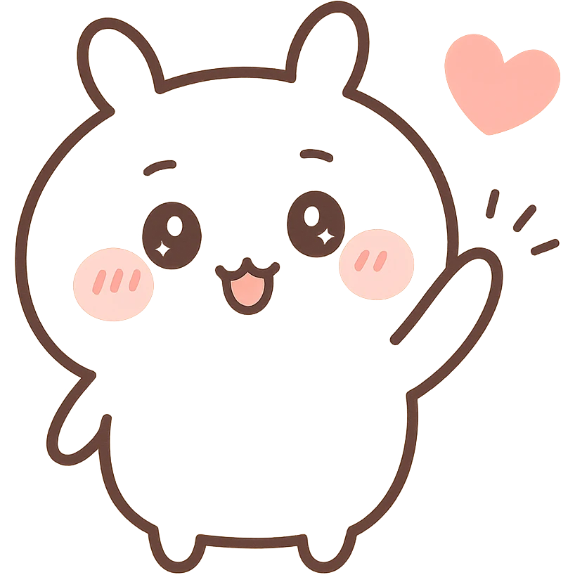 chiikawa character, waving, kawaii style, minimal background emoji