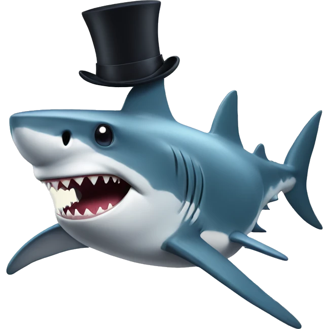 Shark with a top hat emoji
