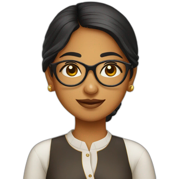South indian girl with specs and idli emoji
