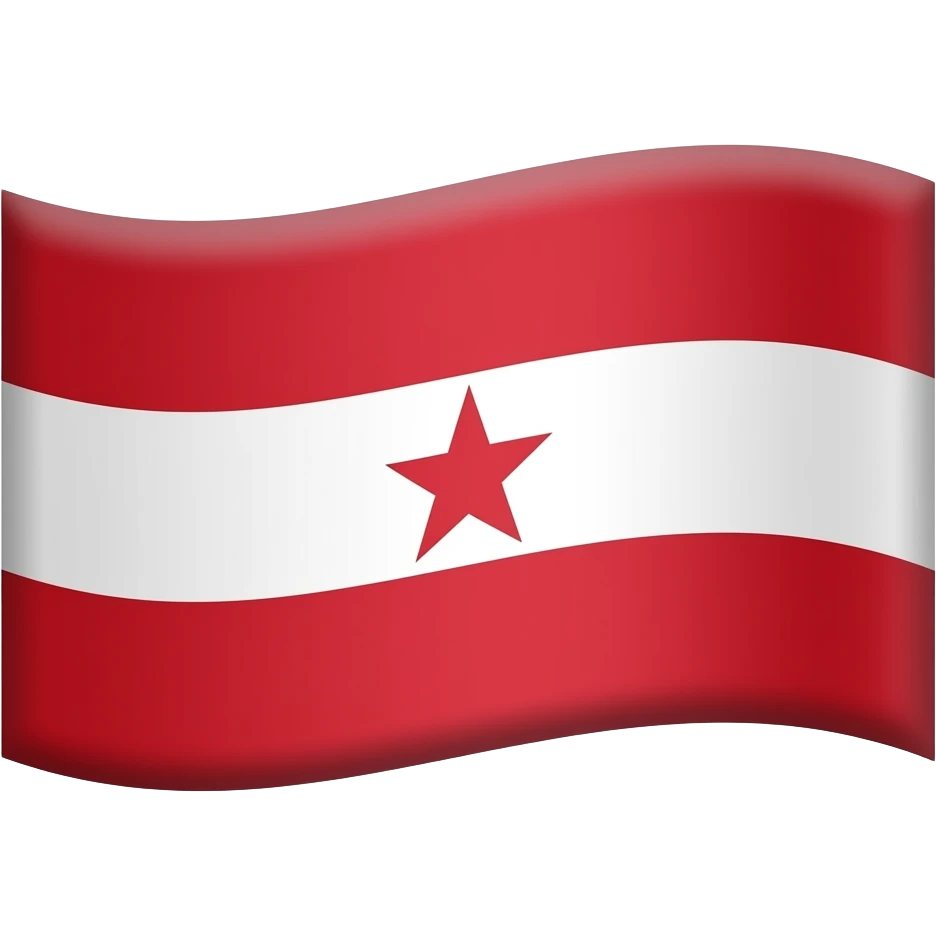 Bandeira vermelha co uma faixa branca com uma estrela no meio emoji