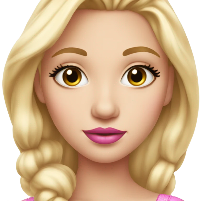 Beautiful blonde princess with eyelashes, pink lip gloss emoji