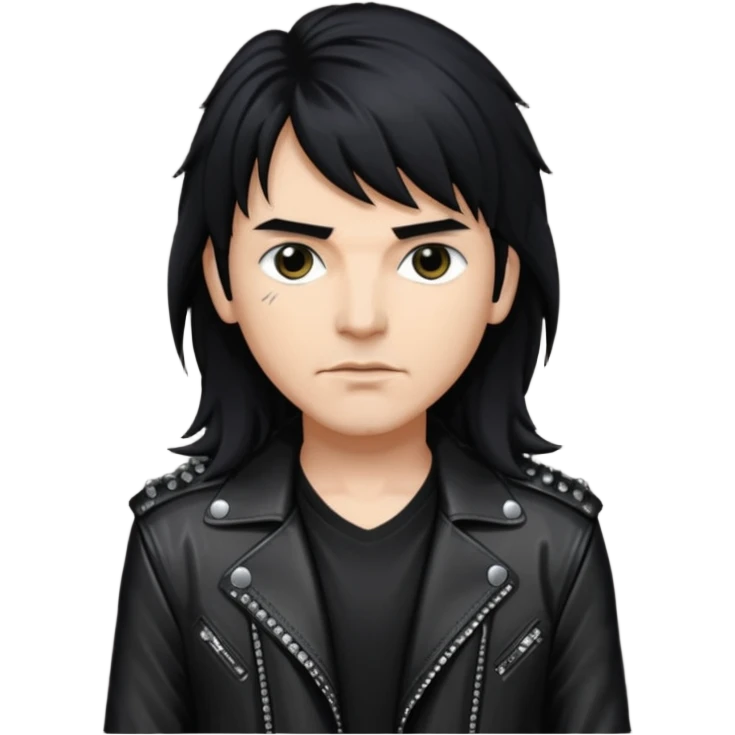 Joey Belladonna with long jet black hair, black sequin outfit  emoji