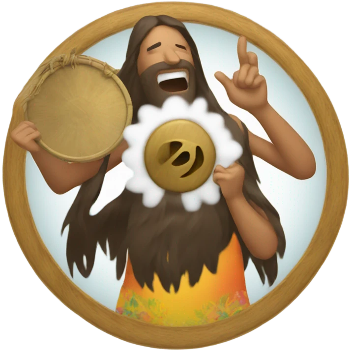 A hippie hitting a gong emoji