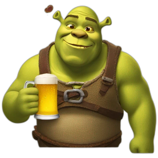Shrek drinking a beer emoji