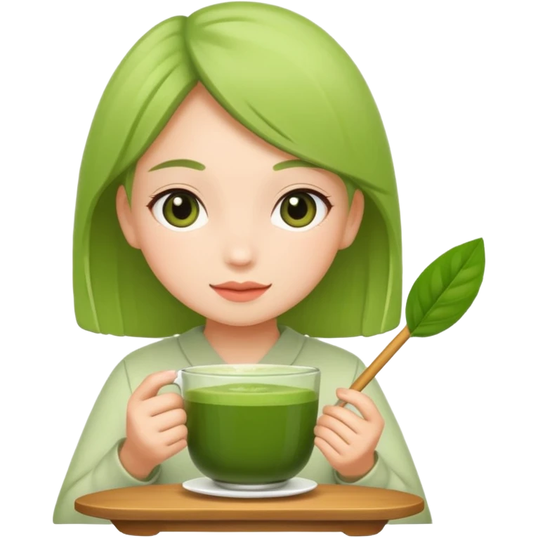 Girl with matcha emoji